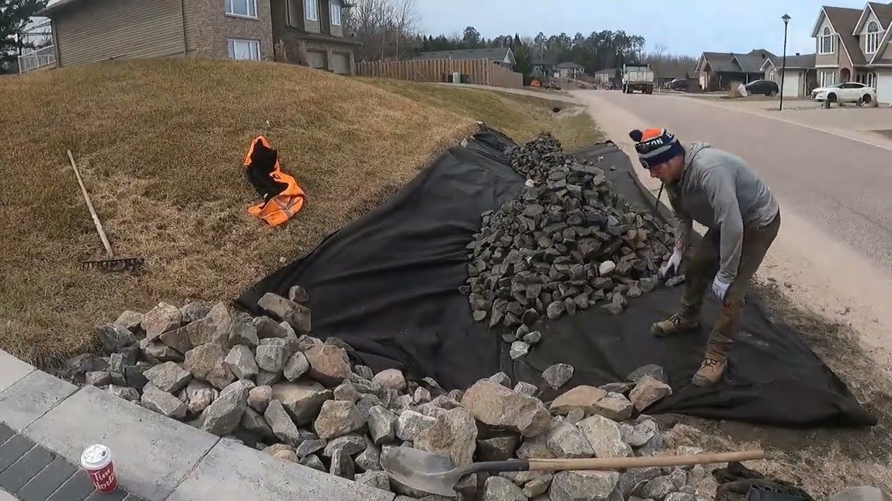 Lining a ditch with Rip Rap
