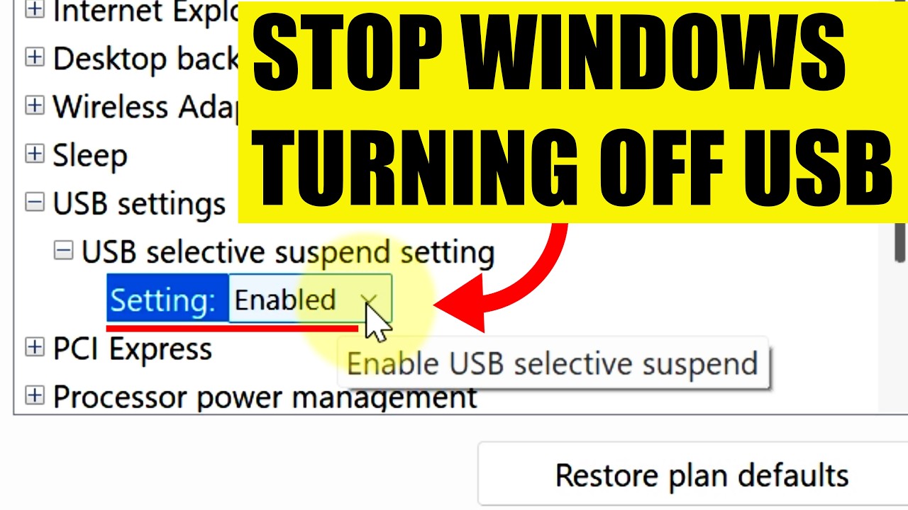 Fix USB Devices Not Working After Sleep (Disable USB Selective Suspend in Windows)