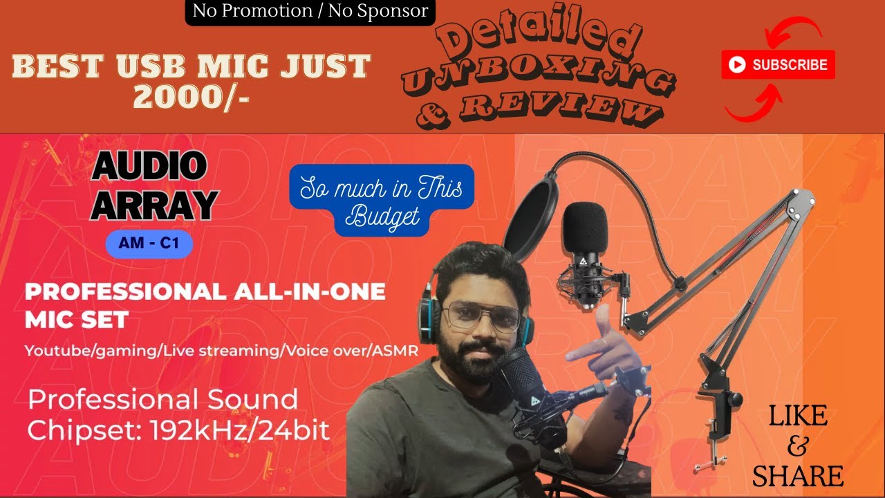 Best Budget Mic | Audio Array AM-C1 USB Microphone Kit Review & Unboxing - No Sponsor #trending