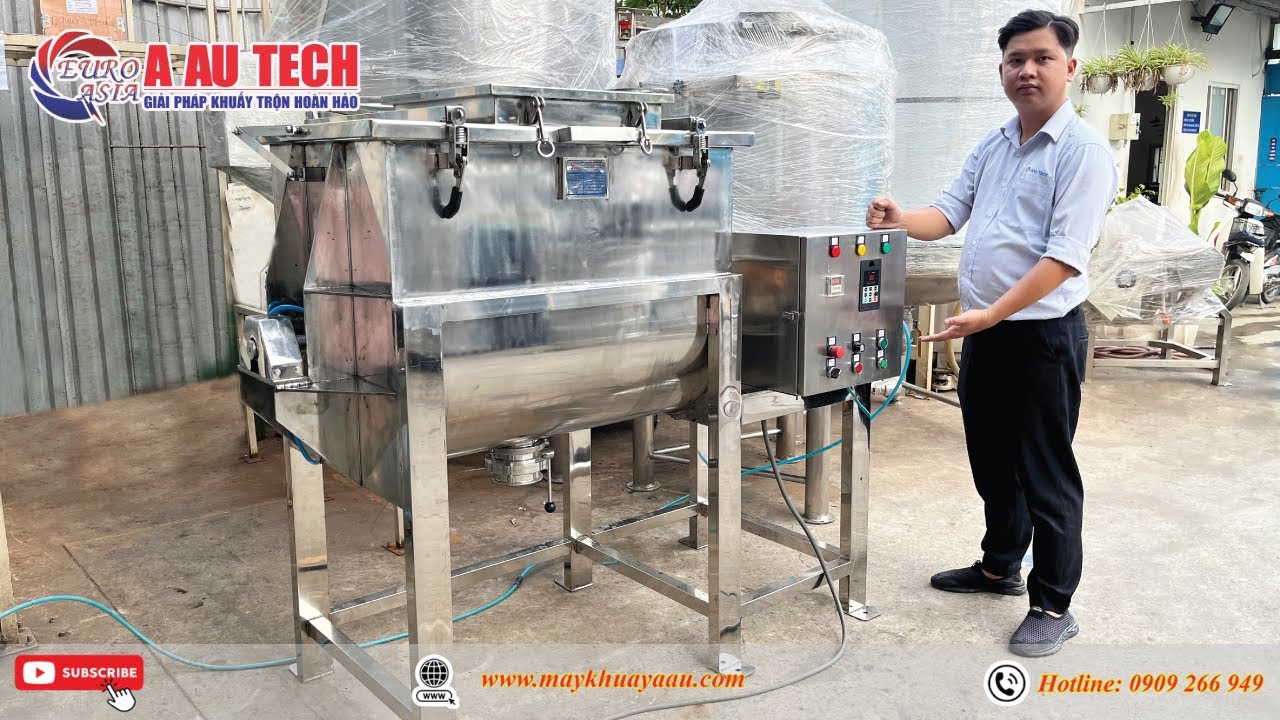 Máy trộn thực phẩm nằm ngang 200kg -  Gia công theo yêu cầu - Lh: 0909 266 949 (Á Âu)