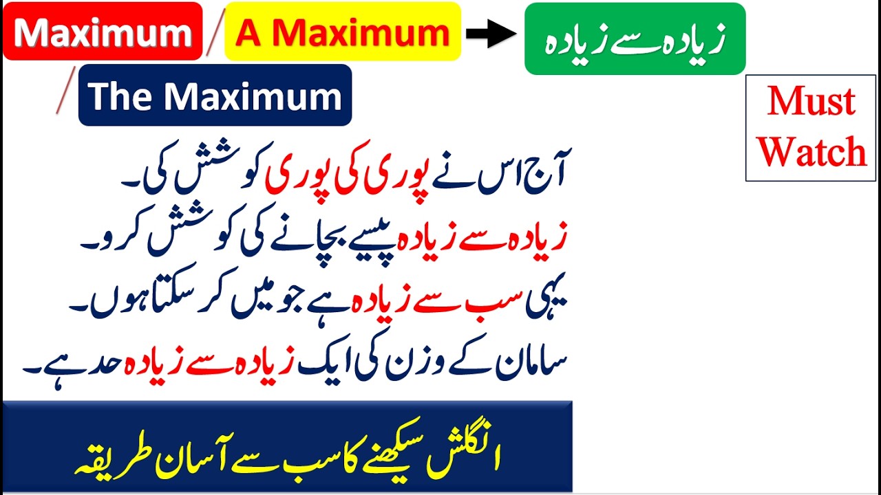 Maximum vs A Maximum vs The Maximum | Urdu to English  | Clear English Grammar Explained
