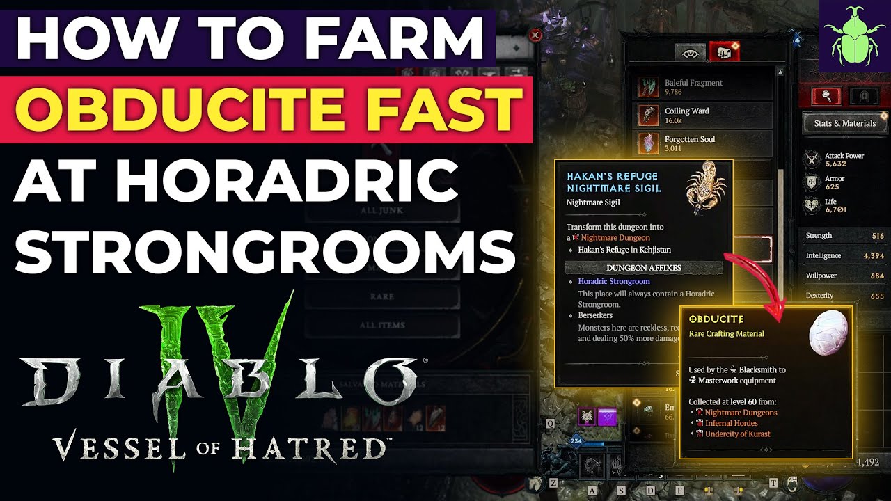 Diablo 4 - How to FARM Obducite FAST at Horadric Strongrooms!