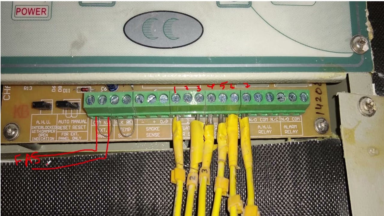 Integration details of fire damper with Fire Signal and AHUs | Fire damper control wiring details