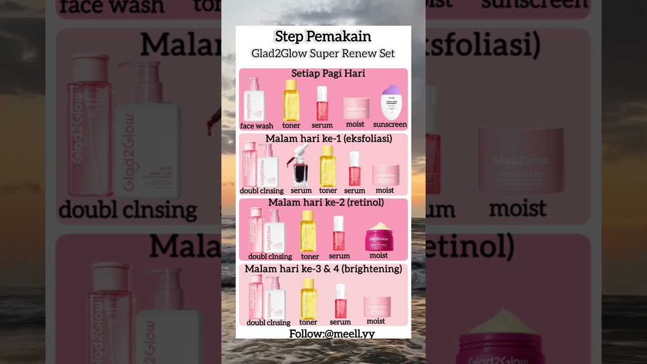 Urutan pemakaian glad2glow renew set #glad2glow #glad2glowskincare #skincare #fyp #viralvideo #viral