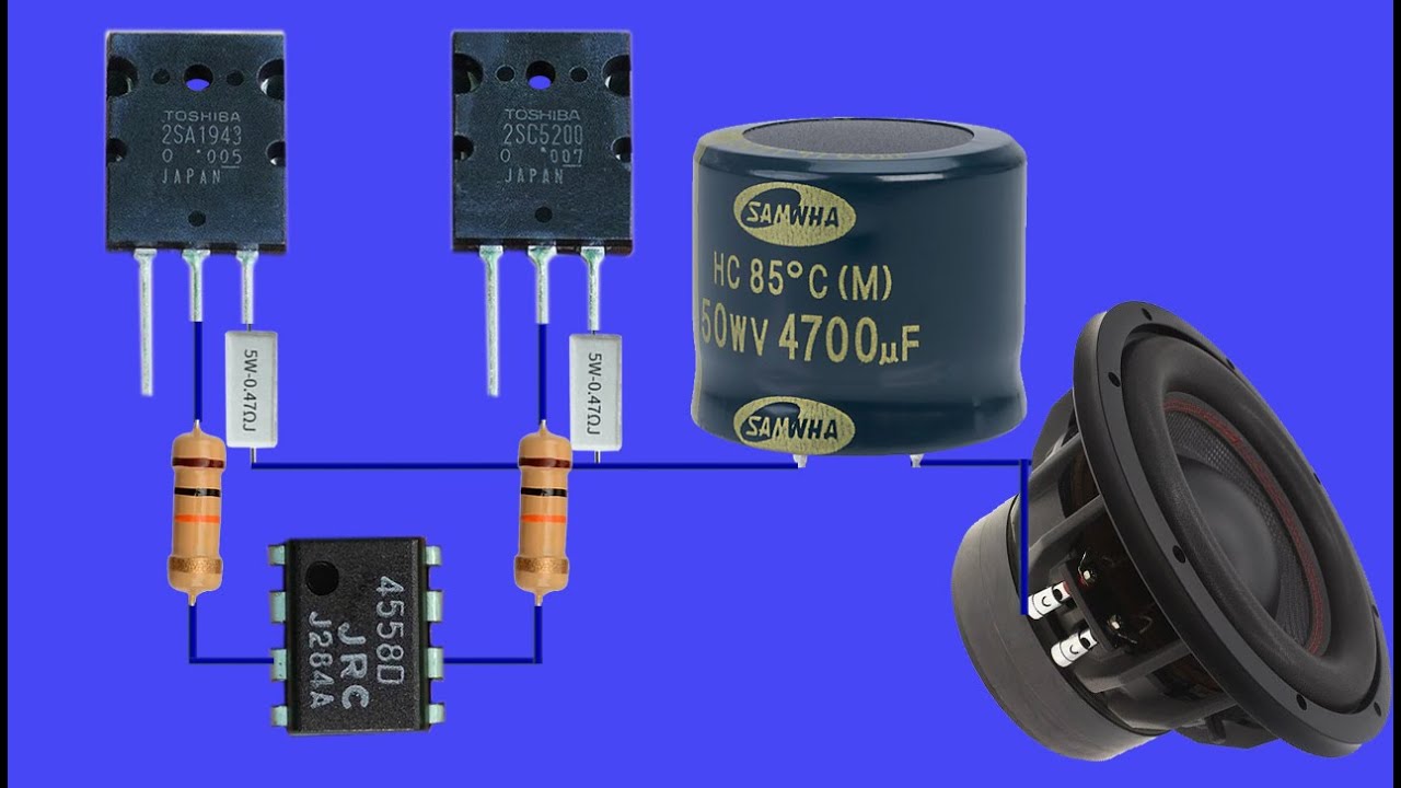 How to make Ultra Bass Amplifier C5200 and A1943 Transistors With 4558 IC