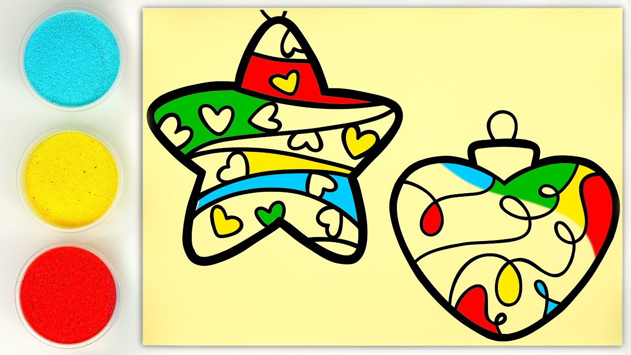 Sand Painting Christmas Tree Ornaments, Santa Claus & Grinch Sand Art Drawing for Kids
