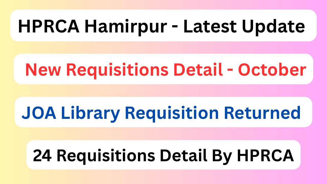 HPRCA Department Wise Requisitions || Let&rsquo;s Study ||