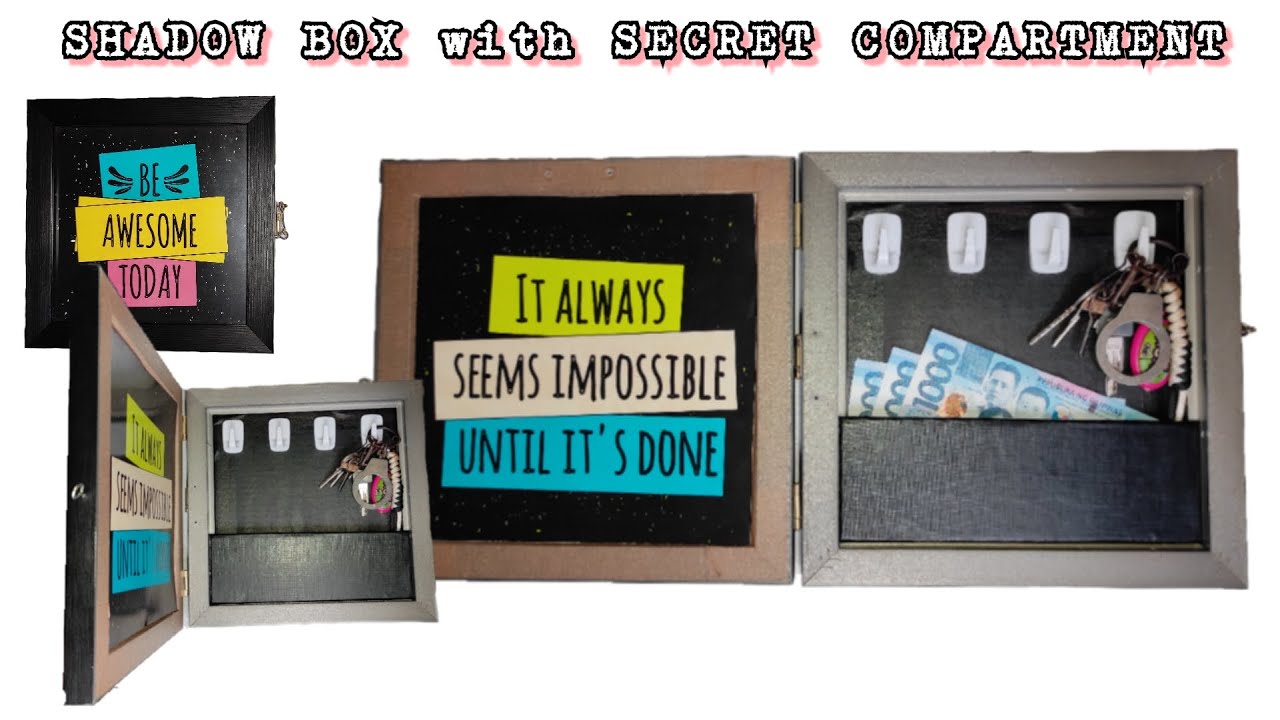 How to make a DIY SHADOW BOX FRAME with SECRET COMPARTMENT | Recycled Old Frames | Wall art decor