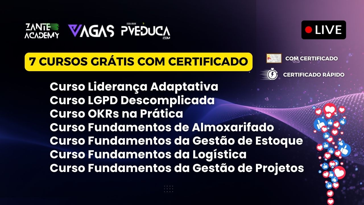 #Live -🎓 7 Cursos  Rápidos + Certificado 14,90  (Só até 03/03!)