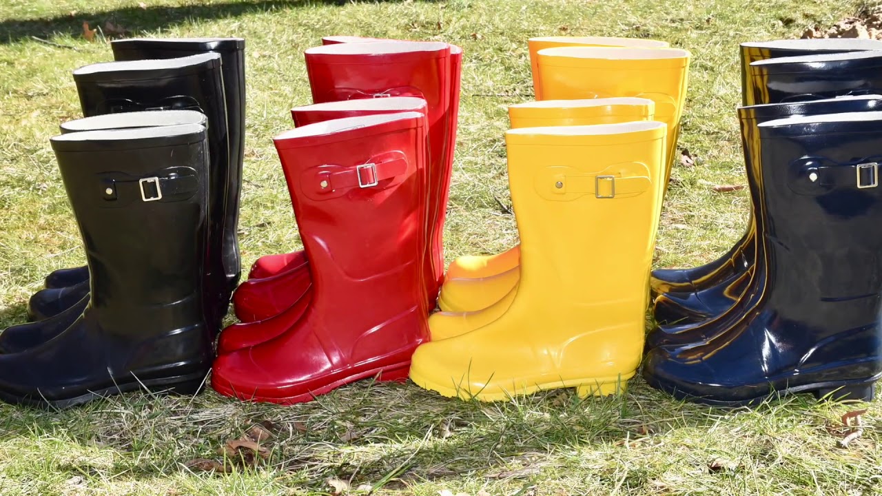 Norty Womens Rubber Rain Boots 2 Mid Calf and Hi Calf