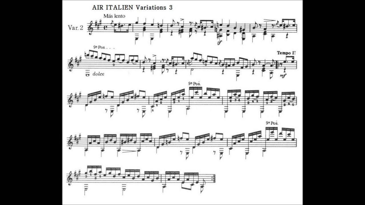 Matteo Carcassi Op.59 No.44, AIR ITALIEN Variations
