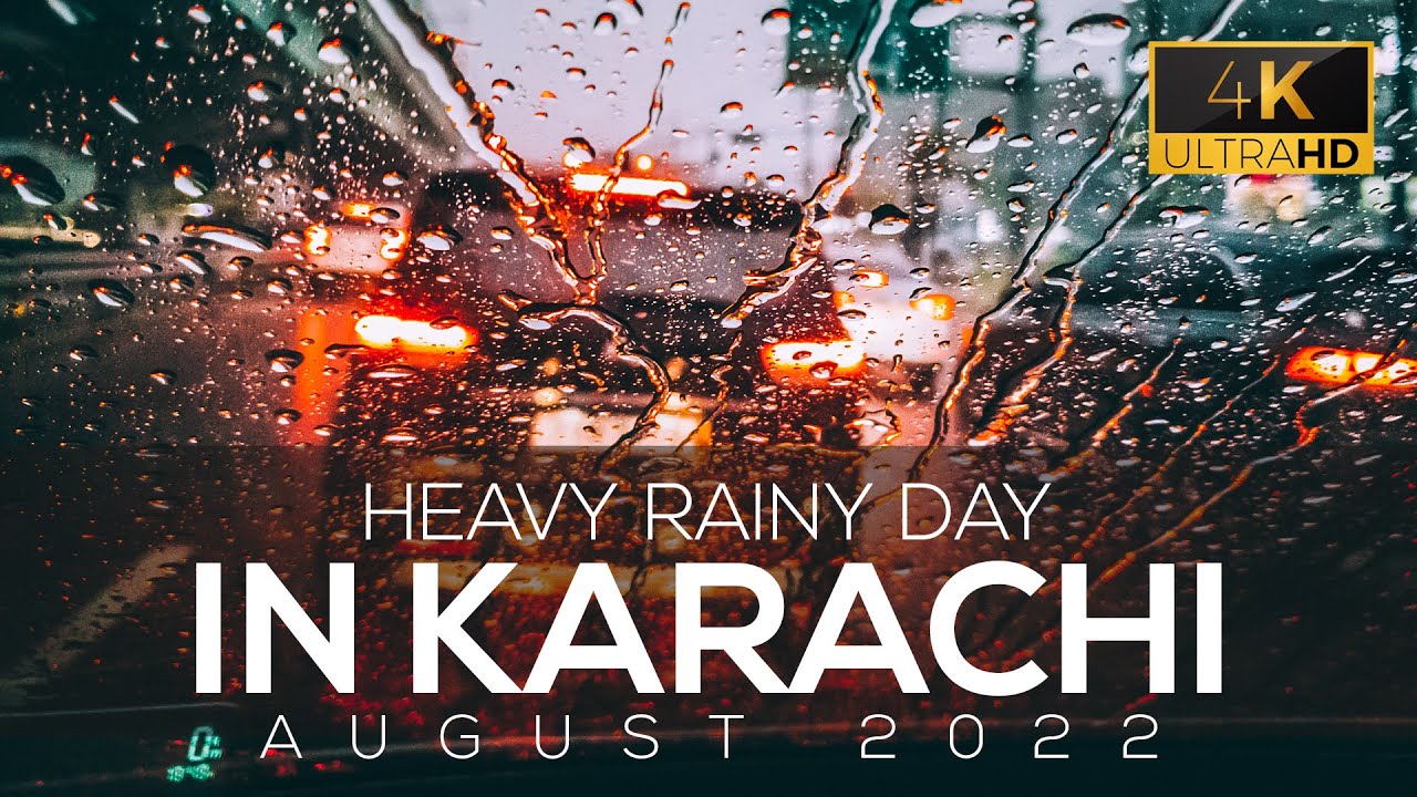 Karachi at Shahrah e faisal Road Heavy Rain Driving 4K video