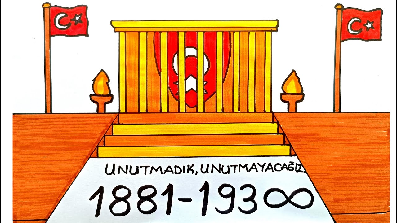 10 Kasım Atatürk'ü Anma Günü Çizimleri - 10 Kasım Resimleri - 10 Kasım Çizimleri - Anıtkabir Çizimi