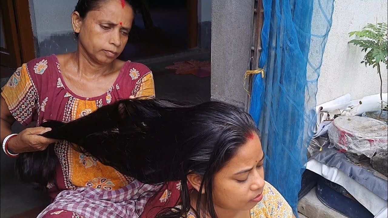 Long Hair Oilling Combing Massage💆‍♂️by Mother// তোমাদের Most Request এসেছে এই video টার জন্য