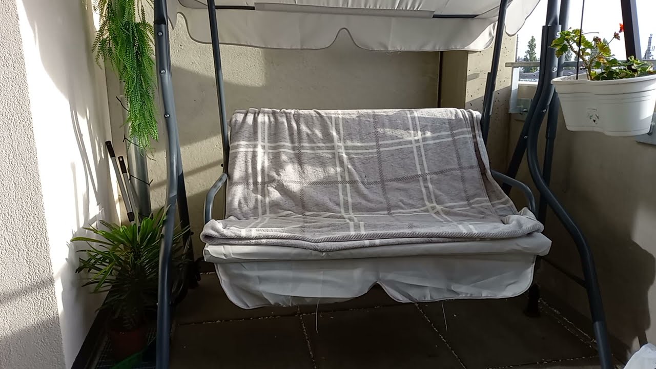 DEUBA  XXL Hollywoodschaukel  Hellgrau  mit Sonnendach 140x112x150