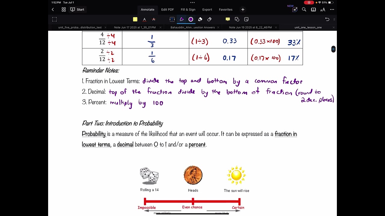 Lesson One Probability