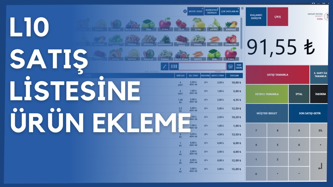 3. Satış Listesine Ürün Ekleme| L10 Barkod Sistemi | Arvesoft