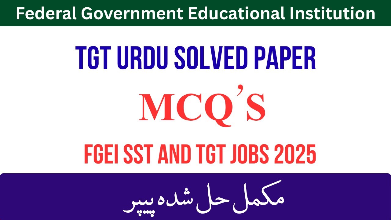 FGEI TGT Urdu Paper held on 01-06-2025 || Zkstudystudio