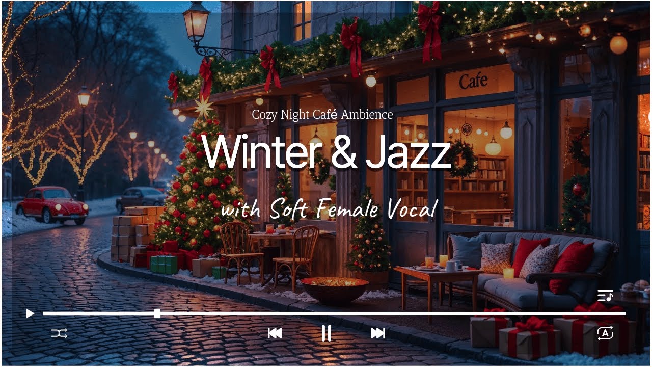 Winter Jazz with Soft Female Vocal | Cozy Night Café Ambience