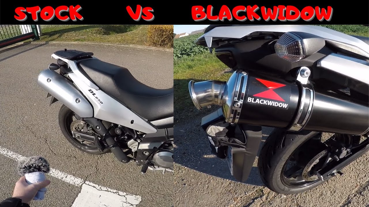 Black Widow VS Stock Exhaust - Suzuki V Strom 650