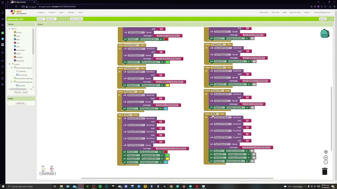 Tarea 11 | Encender 4 LEDS con Arduino y App Inventor
