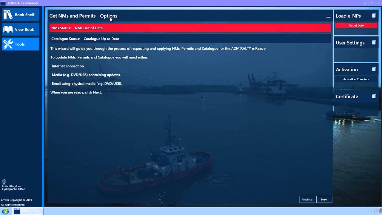 Requesting updates for ADMIRALTY e-Nautical Publications v1.3 using media (NMs and catalogue)