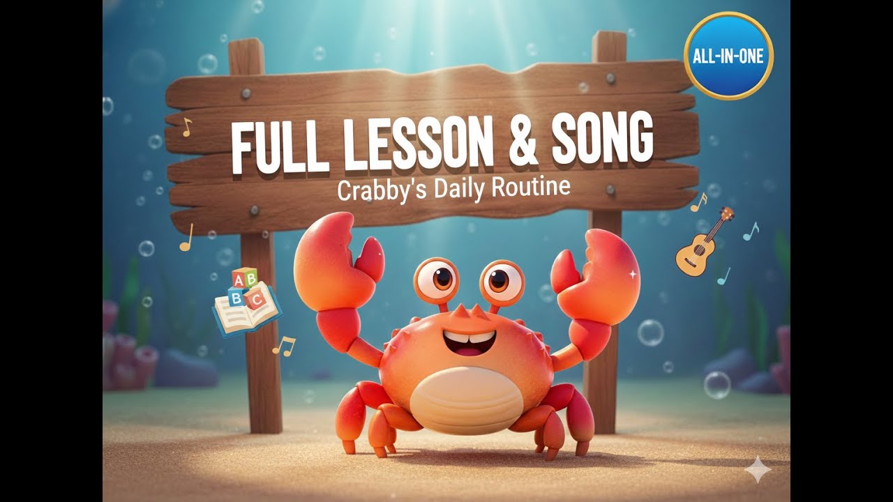 **FULL VIDEO: Crabby's Daily Routine Song & Lesson| 🦀 Crabby & Friends TV