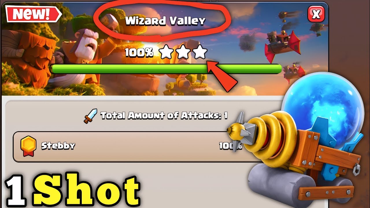 1 Shot Max Wizard Valley Attack strategy for beginners | Clan Capital 2026