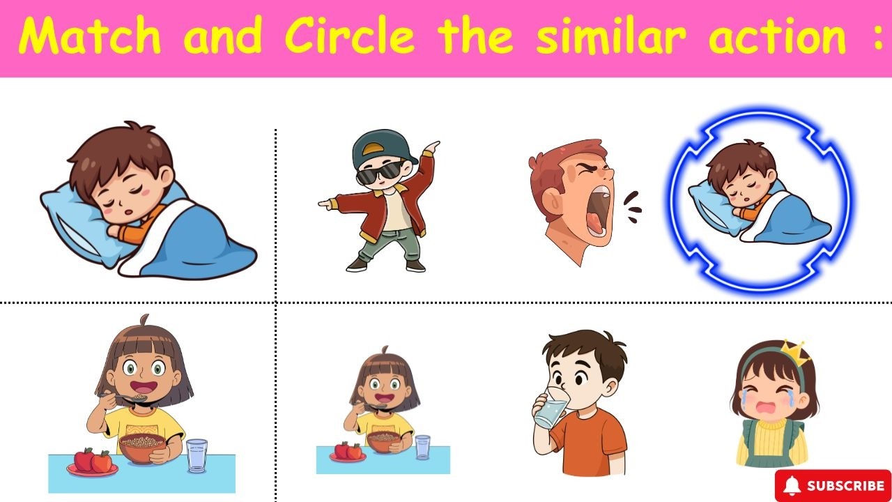 Find and Match Similar Actions for Kids | Fun Picture Matching Learning Game