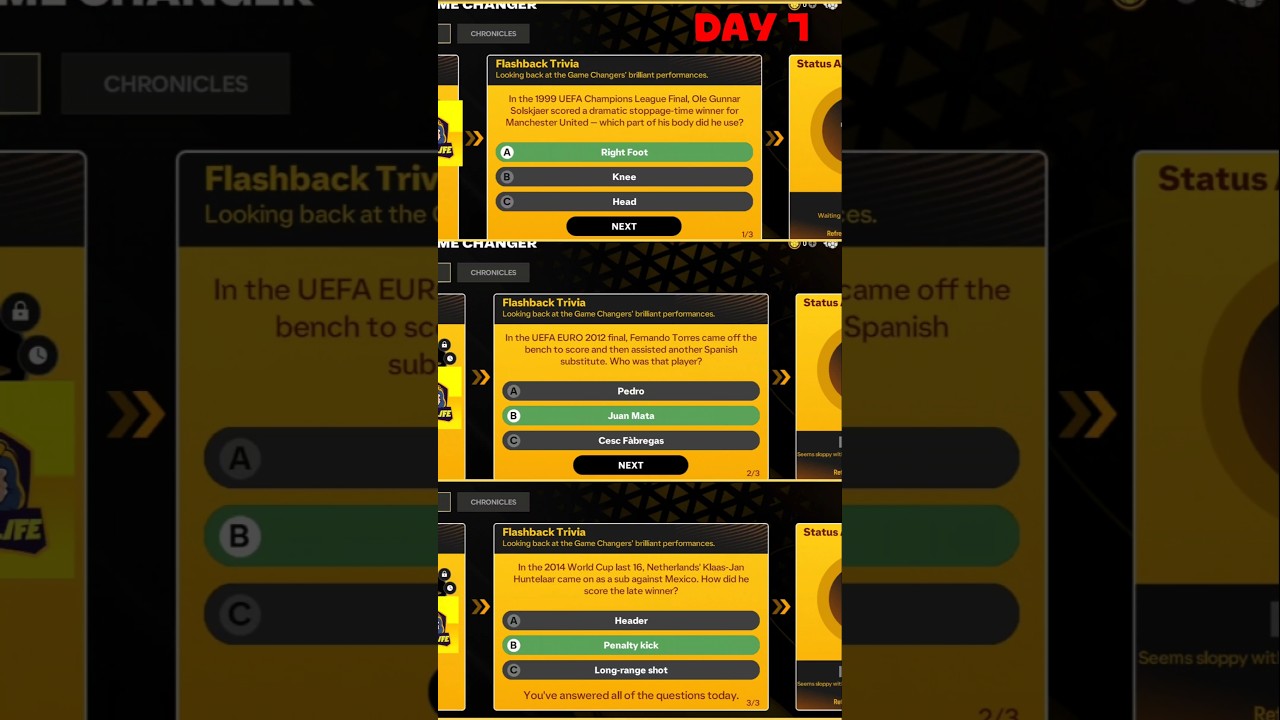 NEW GAME CHANGER EVENT TRIVIA ANSWERS DAY 1 IN EA FC FIFA MOBILE 26 #shorts #fcmobile