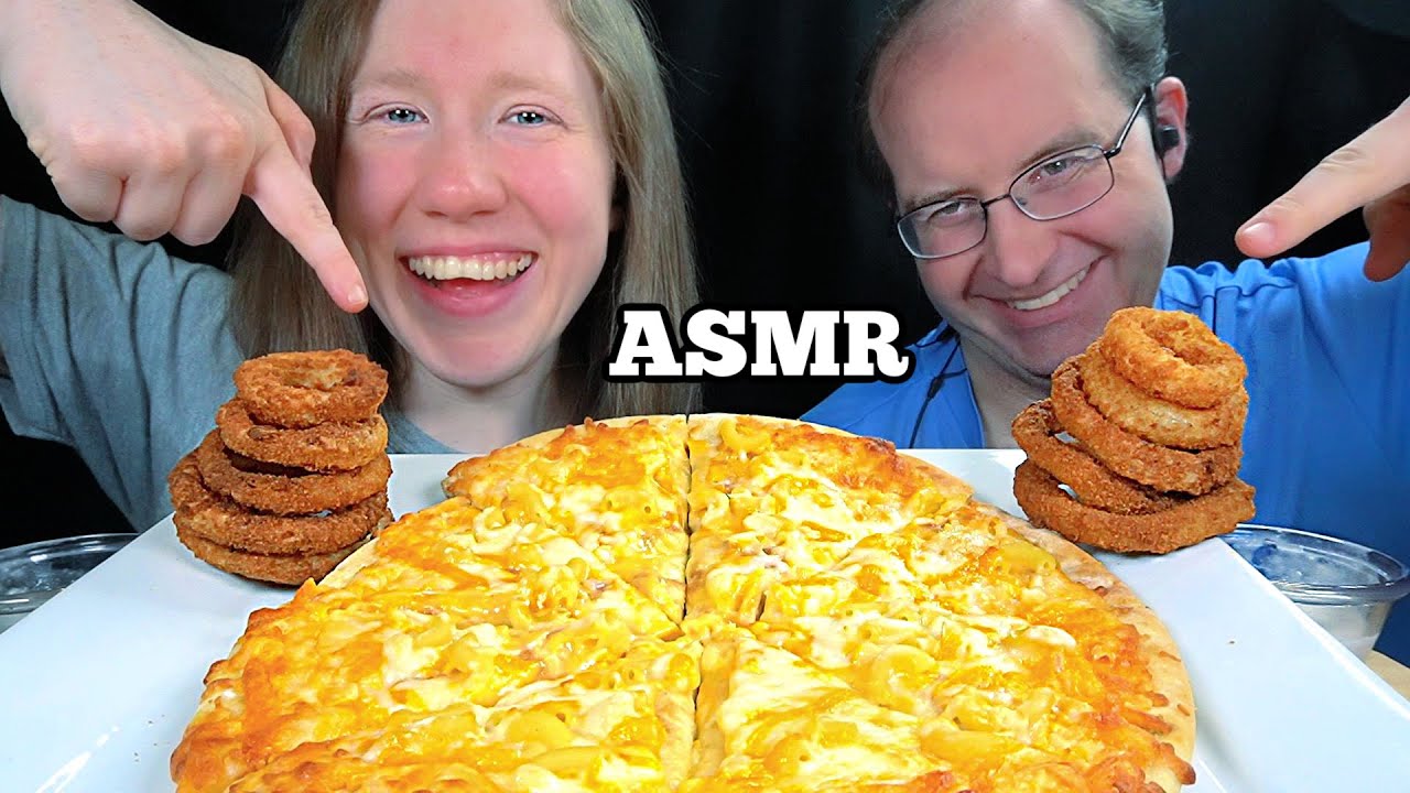 ASMR MAC & CHEESE PIZZA FEAST MUKBANG EATING SOUNDS