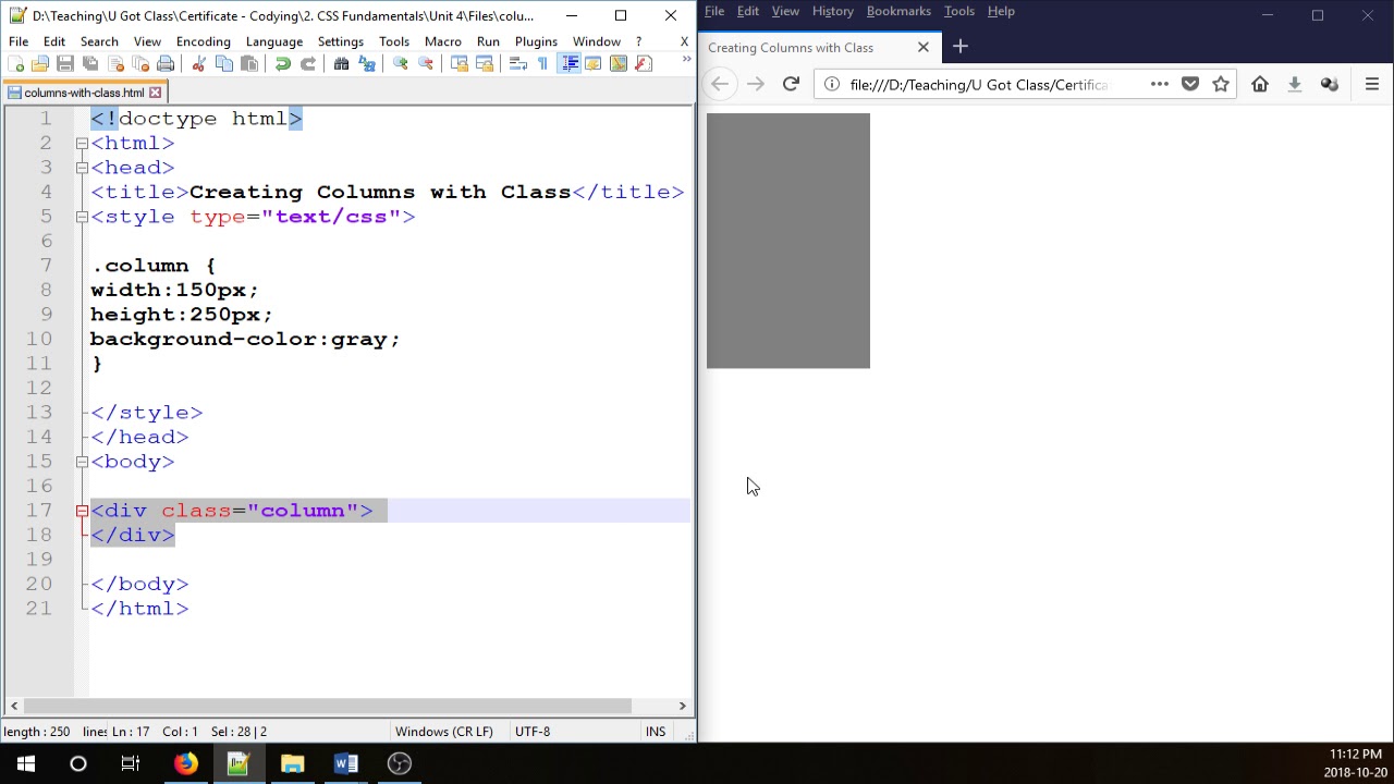 Creating Columns with Class