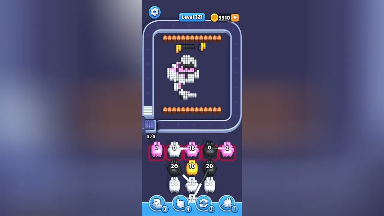 Pixel Flow Level 121 Solution Walkthrough 