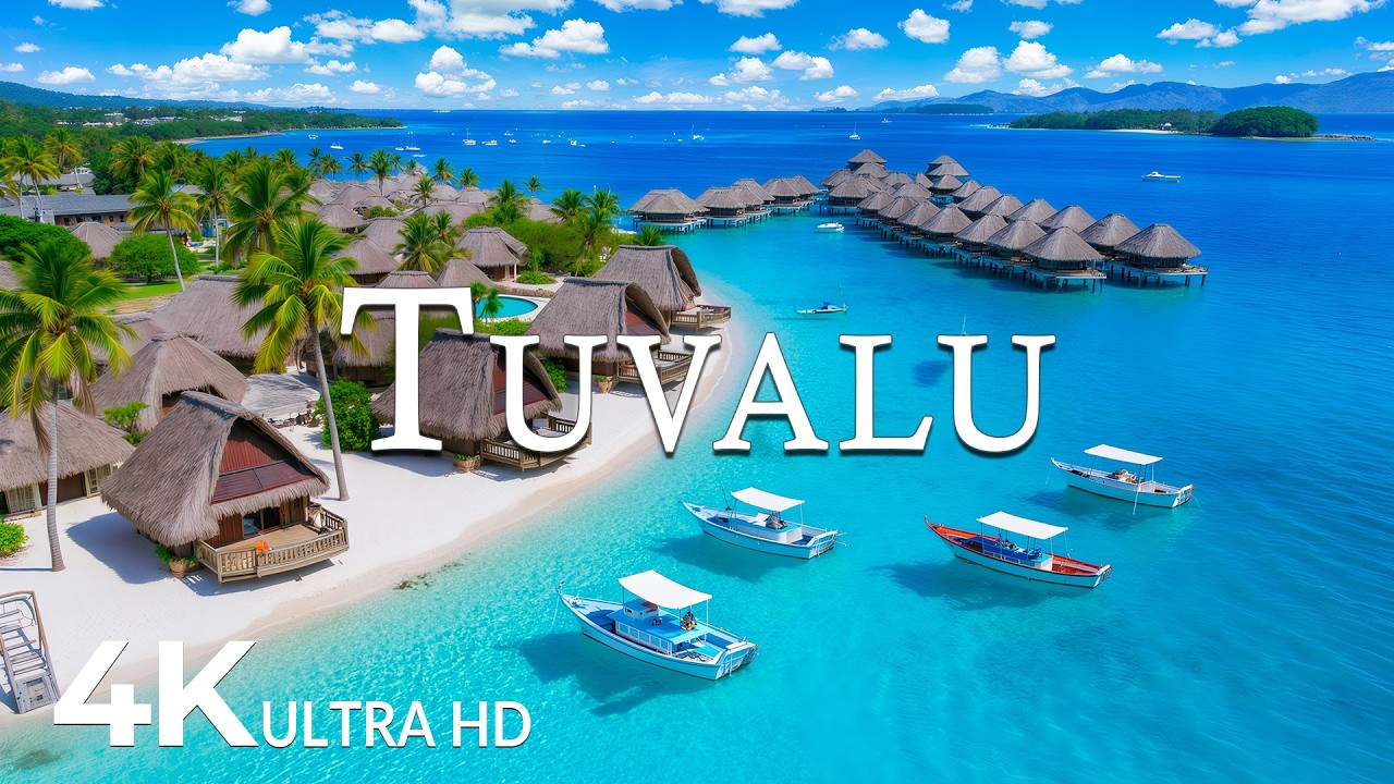 FLYING OVER TUVALU (4K UHD) &ndash; Soothing Music Along With Beautiful Nature Video - 4K Video ULTRA HD
