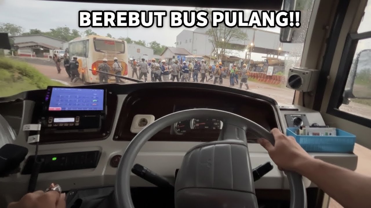 Serunya Shift Malam! Suasana Drop Ship Karyawan Tambang yang Ramai & Rebutan Bus || POV DRIVING BUS