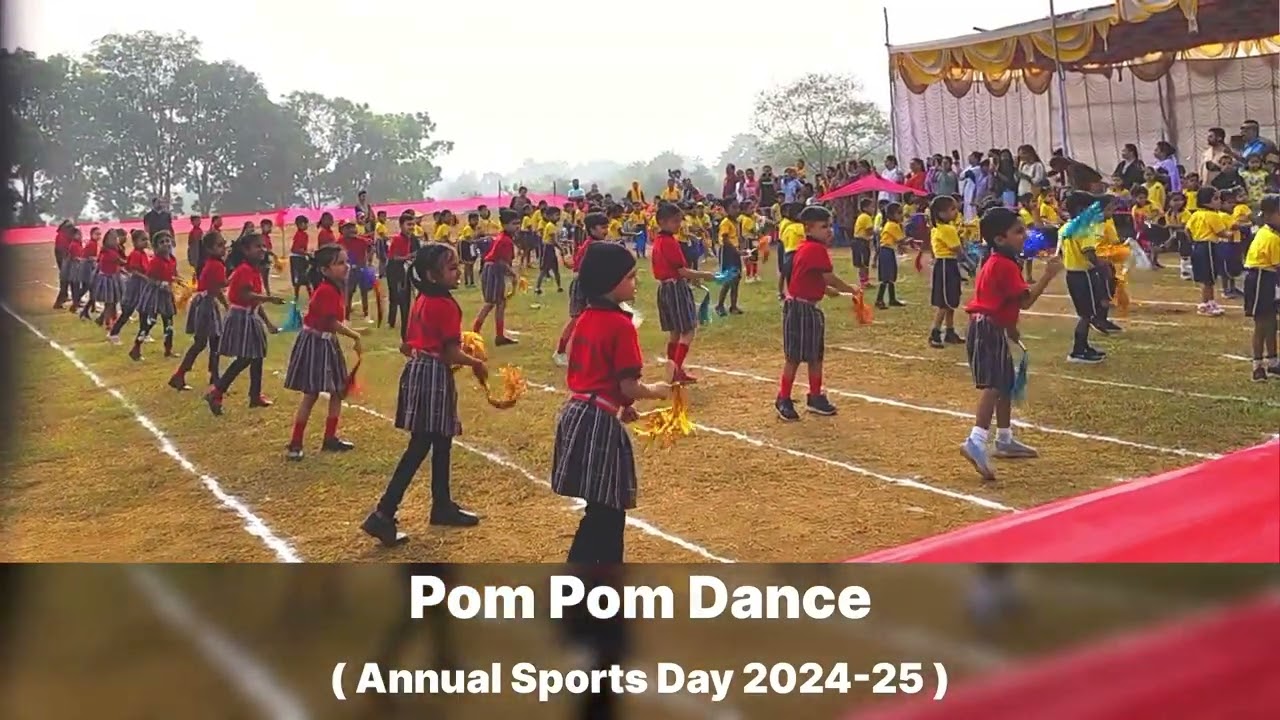 Pom Pom Dance 🎉🧑🏻&zwj;🎤| Annual Sports Day fun dance for preschool kids 🪩 #preschoolgames #pompomdance 🎈