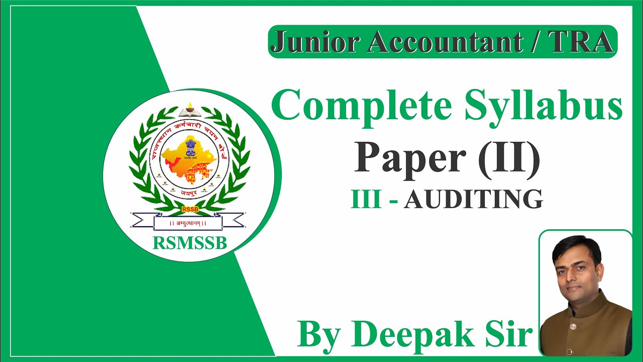 #3 Junior Accountant & TRA 2022 Syllabus | Syllabus in Jr Accountant 2022 | #RPSC #RSMSSB #DEEPAKSIR