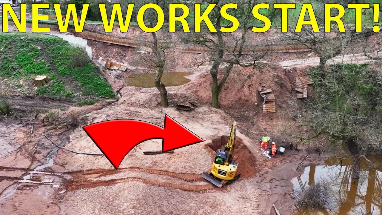 Whitchurch Canal Breach Update, New Works Start, Busy Day On Site! (1stApr)