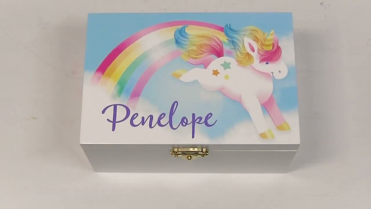 Personalized Unicorn and Rainbow Musical Jewelry Box | Walter Drake