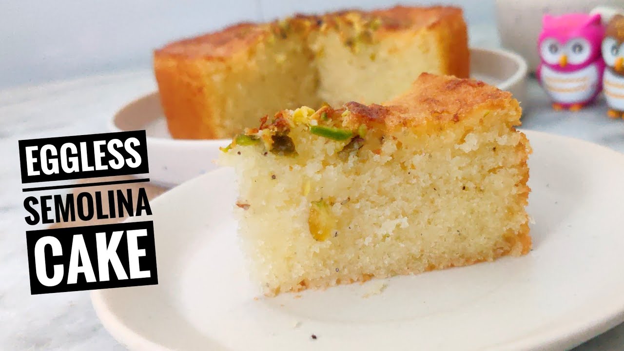 Eggless Suji Cake in Microwave Convection | Semolina Cake with curd