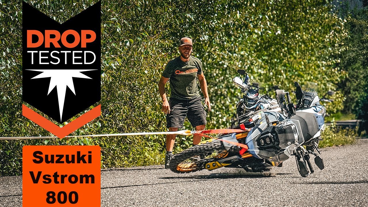 Тест на устойчивость на падении и перетаскивании защитных дуг Suzuki Vstrom 800/DE от Outback Mot...