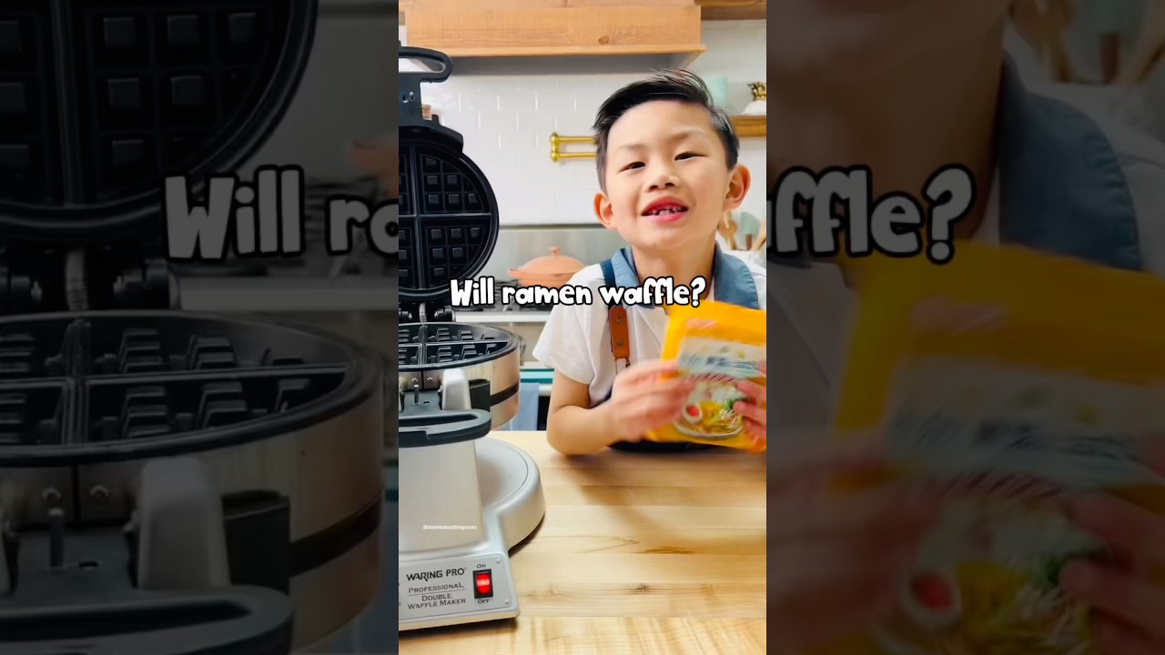 Dash puts ramen in a waffle maker 😮🍜 didn&rsquo;t expect this #ramen #kidschef