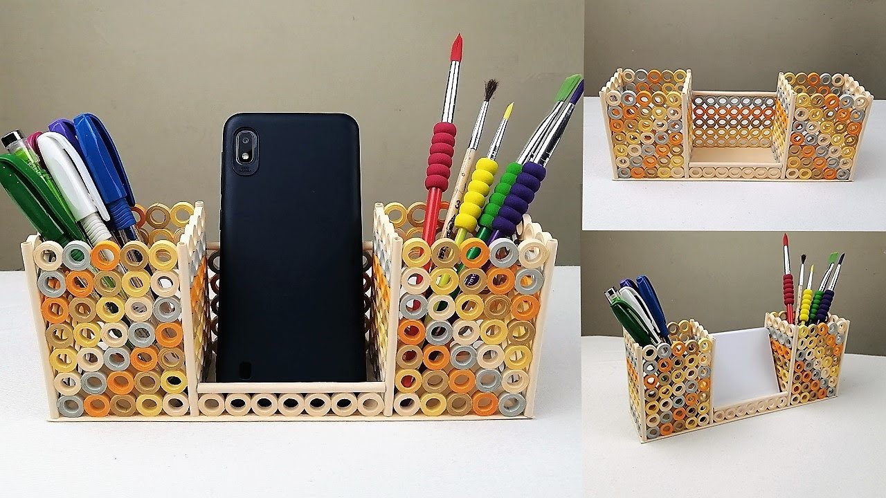 How to Make Pen Holder and Phone Holder With Quilling Paper - DIY