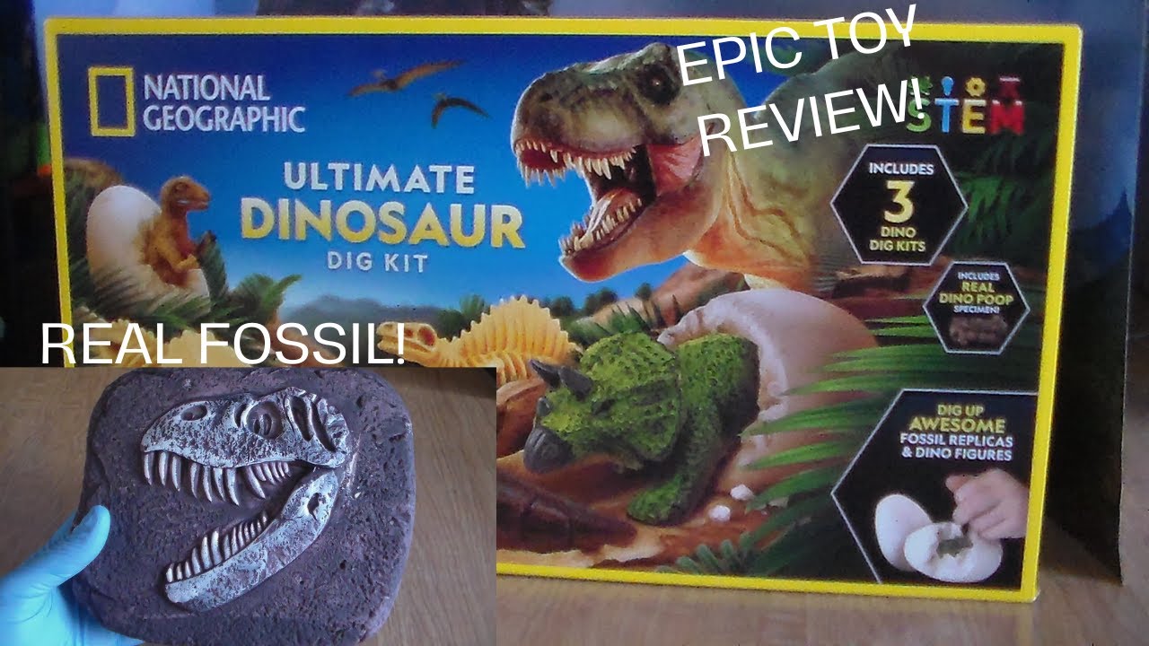 National Geographic Ultimate DINOSAUR DIG KIT PLAYSET TOY REVIEW! Toy Dinosaurs Real FOSSILS!