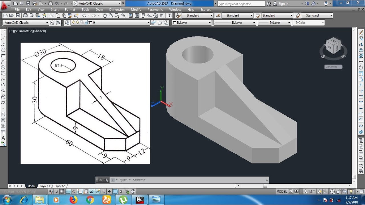 Tutorial Autocad 3D bahasa Indonesia. Mechanical Drawing Part #1