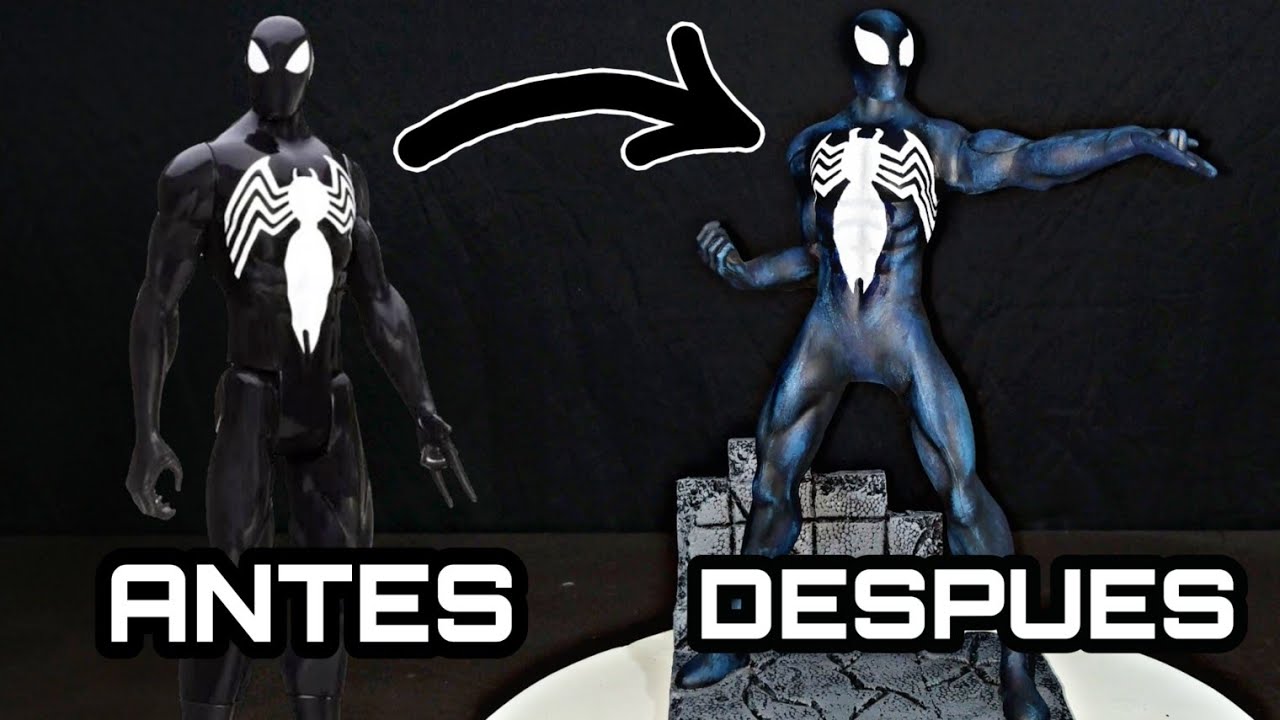 SPIDER MAN BLACK SUIT SYMBIOTE VENOM CUSTOM FIGURE | COMO HACER UNA ESTATUA | TITAN HERO
