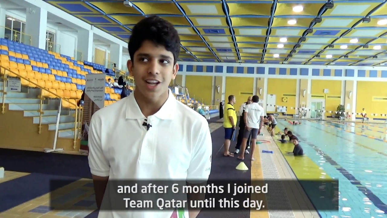 Swimming athlete Abdulaziz Al Obaidly in Kun Ryadi -  بطل السباحة عبد العزيز العبيدلي في كن رياضي
