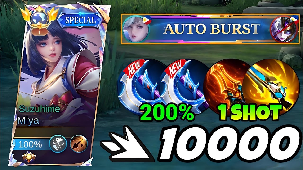TOP 1 GLOBAL MIYA BEST BURST DAMAGE BUILD IS HERE!🔥 (Auto 1 hit delete!💀) - mlbb