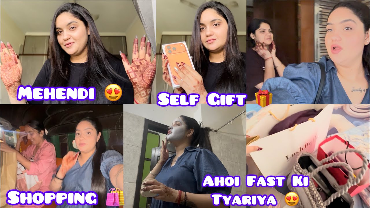 Ahoi Asthami Fast की तैयारियाँ 😍 ख़ुद को दिया Gift 🥹ड्रेस के लिए घूमना पड़ा मार्केट 😒 My Skincare ✌️