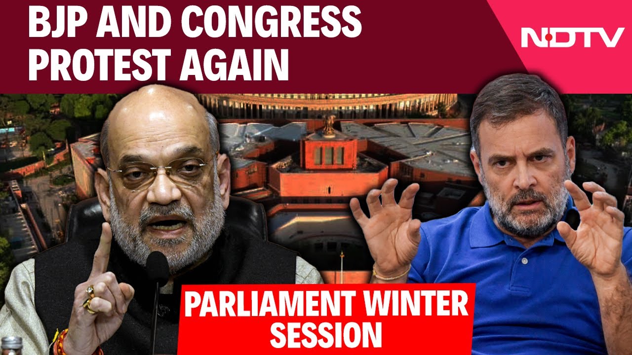 Parliament Protest | BJP, Congress Protest Again On Last Day Of Winter Session
